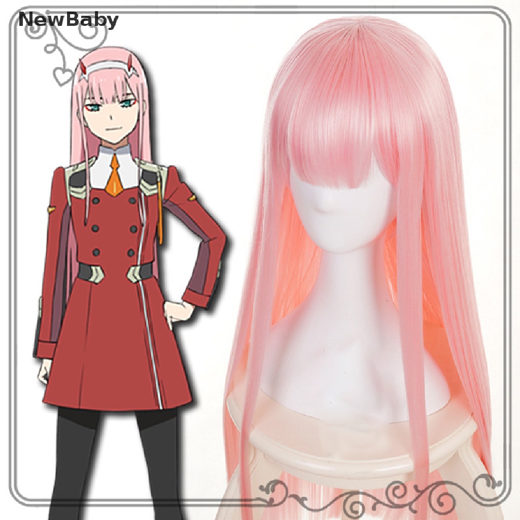 Wig Rambut Panjang Lurus Wanita Model Karakter Kartun Anime Zero TWO 02 Warna Pink Untuk Pestacosplay