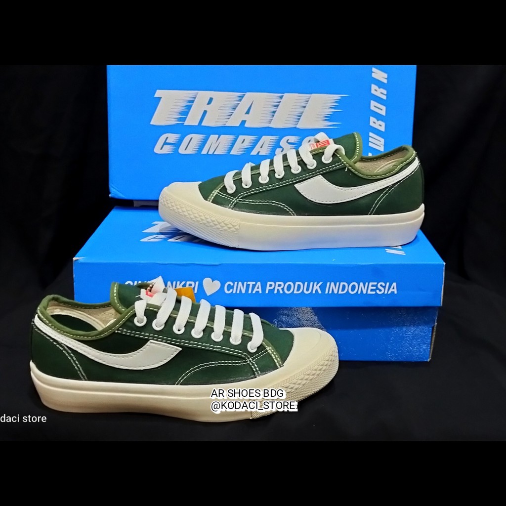 SEPATU COMPASS TRAIL PENDEK HIJAU /SEPATU CANVAS COMPASS HIJAU PENDEK /SEPATU SNEAKERS COMPASS TRAIL