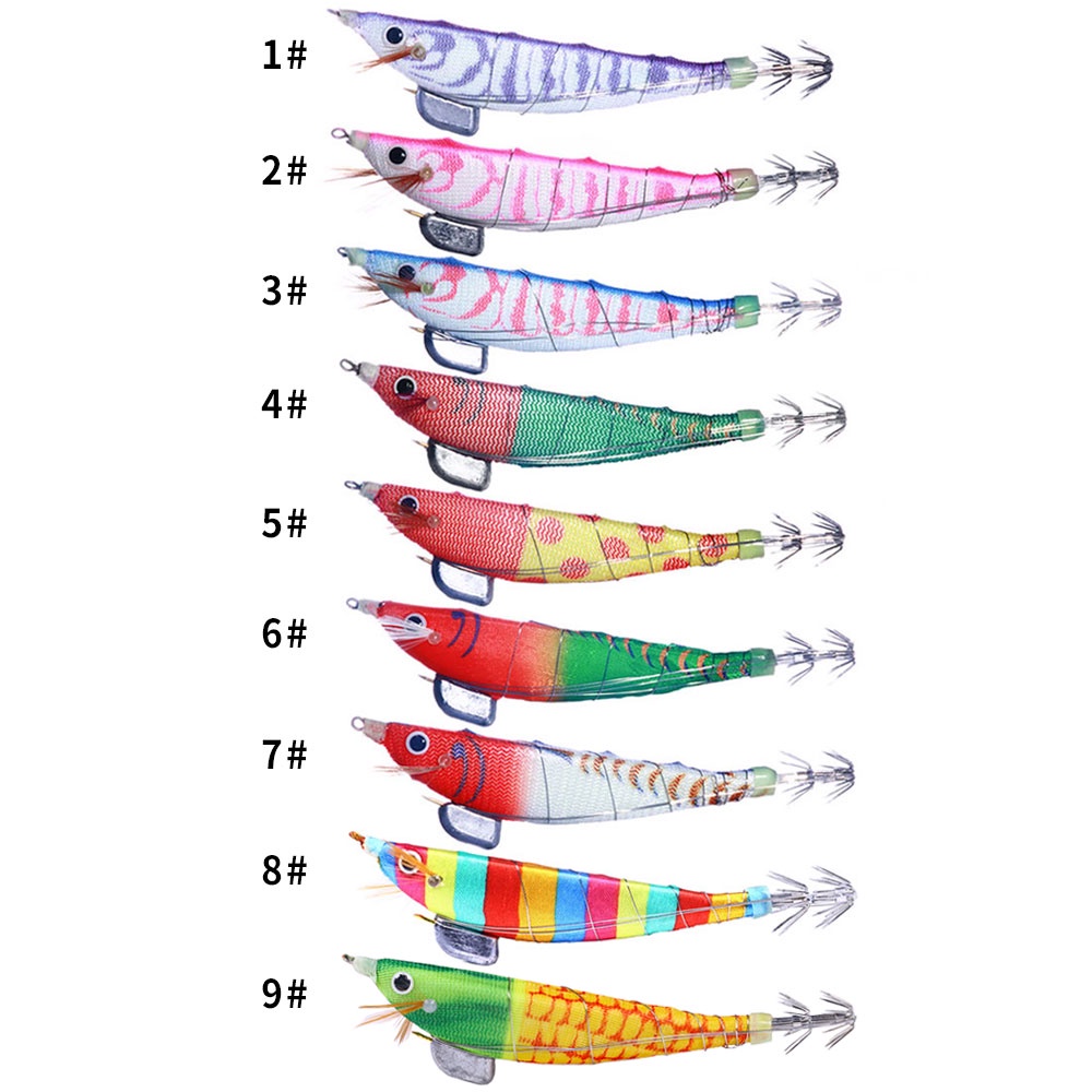 Hengjia 1pc Umpan Pancing Cumi-Cumi Luminous 12CM / 14.3G Bahan Plastik Keras Shrimp Baits Luminous Squid Jigs Hook