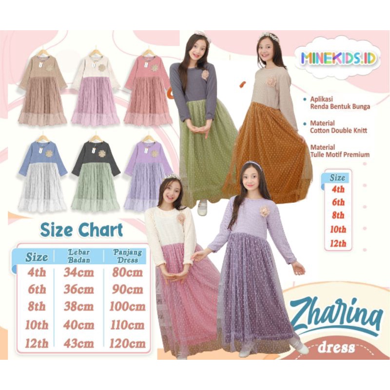 Gamis Dress Anak Perempuan Usia 3-4 Tahun, Gamis Zharina Dress by Minekids