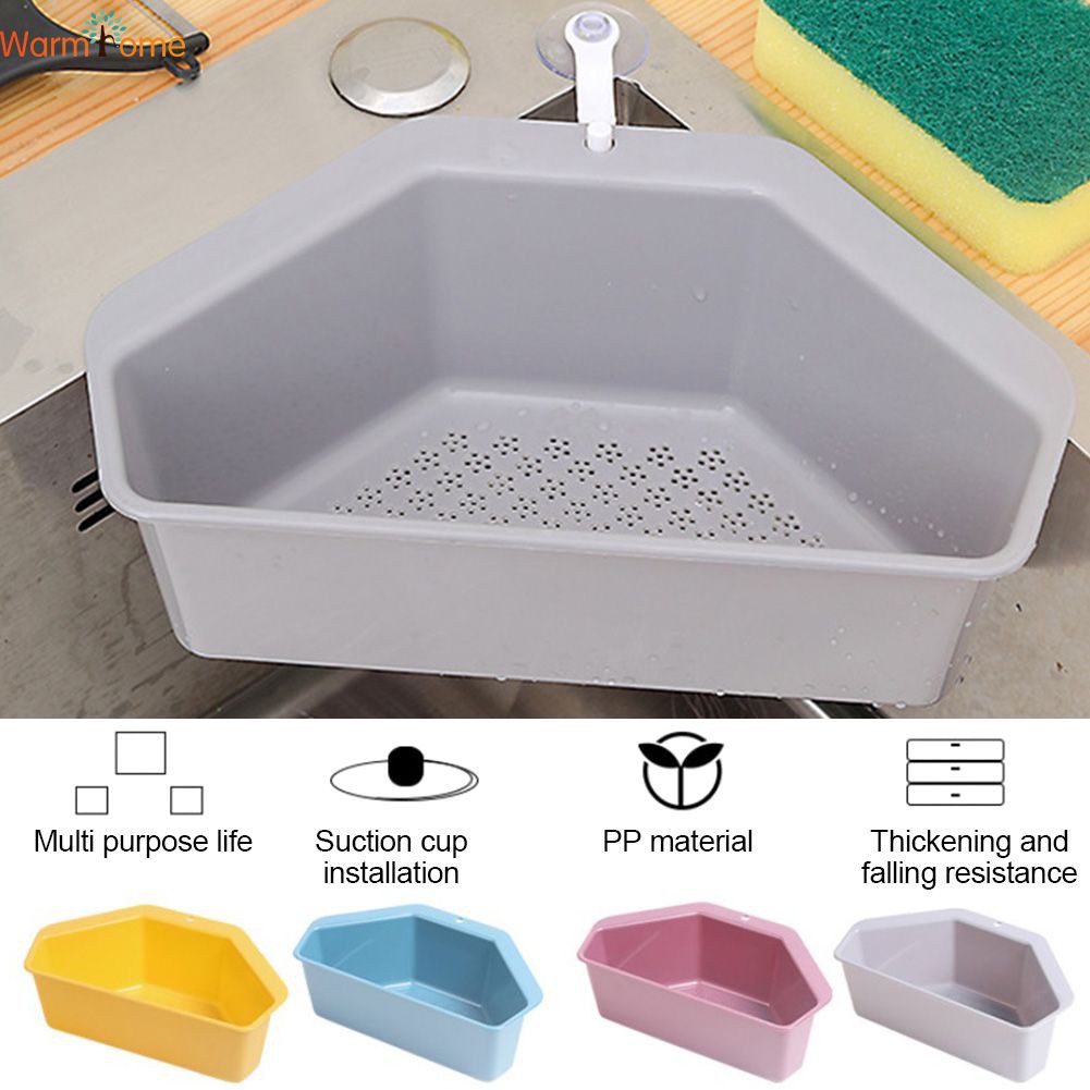 Yumcute Corner Sink Drain Rack Shelf Basket Kitchen Bathroom Storage Organizer Yumcute Shopee Indonesia