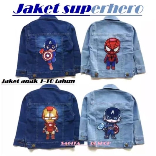 Jaket jeans anak LED superhero/jaket jeans anak laki-laki/jaket levis denim anak 1-10tahun