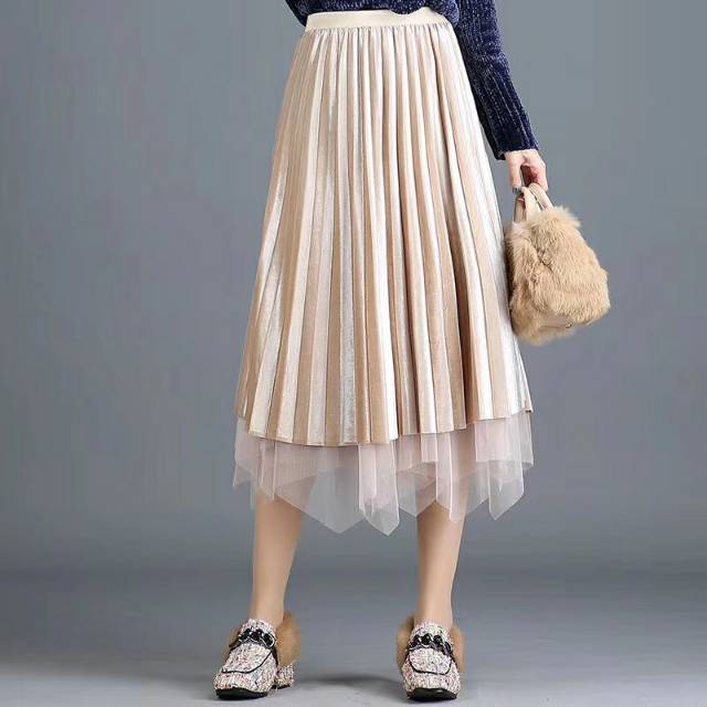 Rok tutu velvet/suede plisket bisa bolak balik