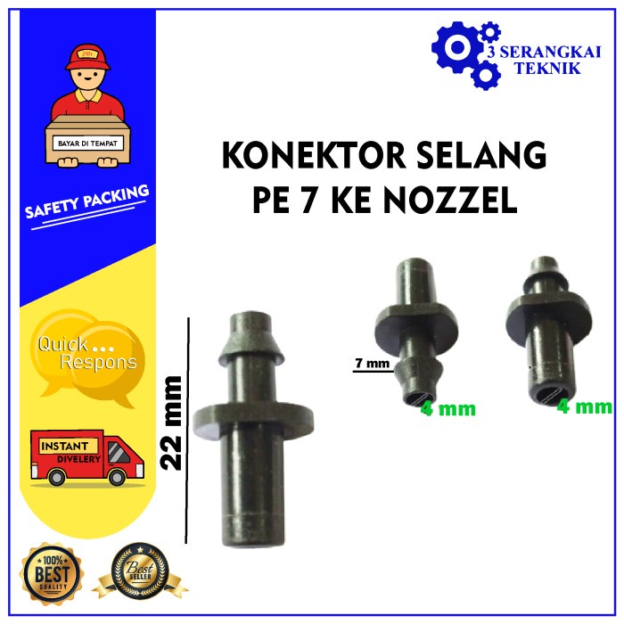 NEPEL LURUS / FLAT NOZZLE 6mm MISTING KE SELANG 4/7 ATAU PE 7