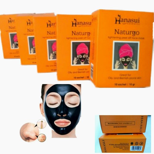 [1 BOX] Hanasui Masker Naturgo Black Peel Off Mask 10gr 1 Box isi 10 Sachet Masker BPOM ORIGINAL