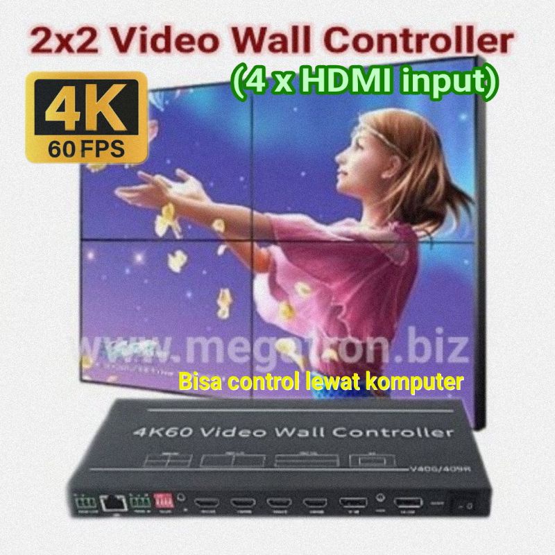 2x2 HDMI Video Wall Controller (4 x input HDMI) - Bisa tampil beda-beda dan PIP - Bisa control lewat PC