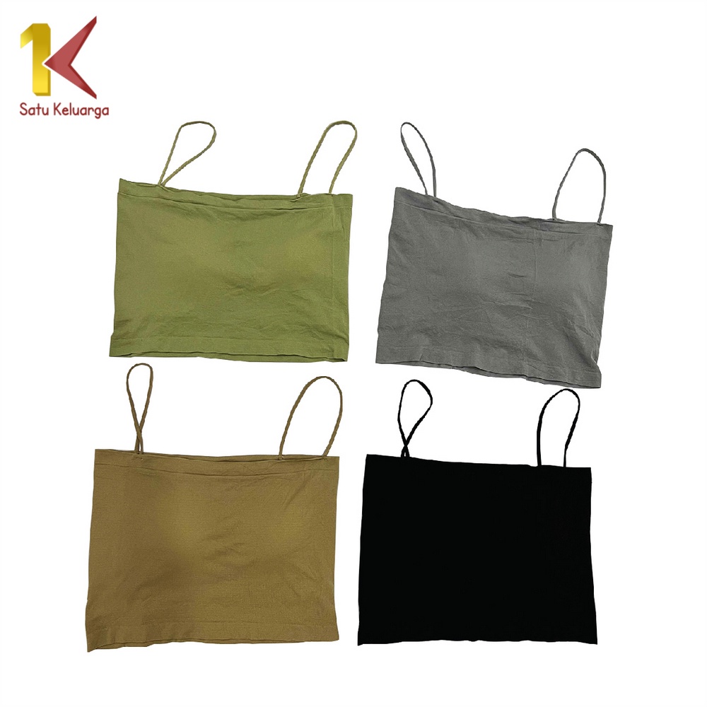 1K Tanktop Crop Tali Basic Tanpa Lengan Pakaian Dalam Polos Wanita P263 Sleeveless Crop Tengtop