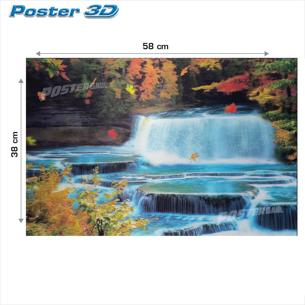 Poster 3d Pemandangan Air Terjun 3d92 Ukuran 38 X 58 Cm