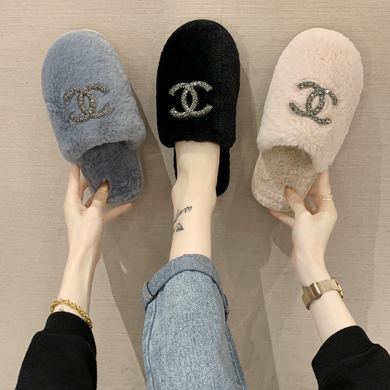 GL Sandal bulu chanel premium sandal fur chanel premium fur slop sandal chanel premium QUALITY