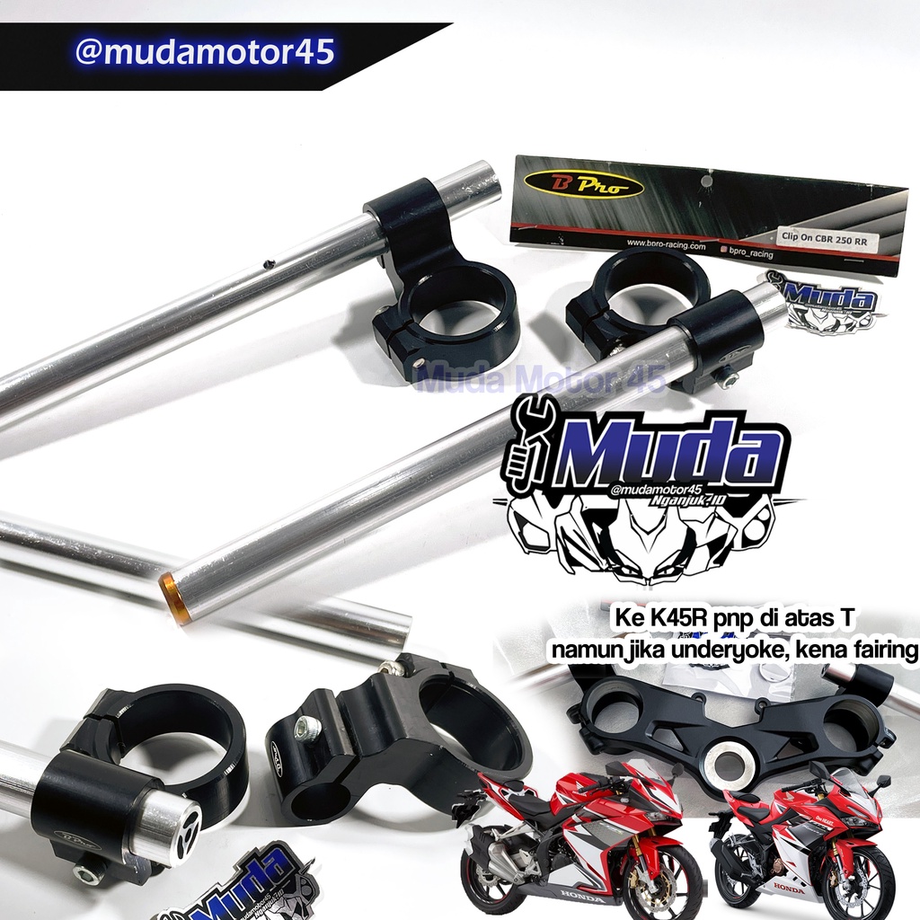 STANG BPRO 45MM CBR250RR CBR150R K45R ZX25R ZX25RR CB150R CRF150L UPSIDE DOWN 2021 CLIP ON 45 MM STI