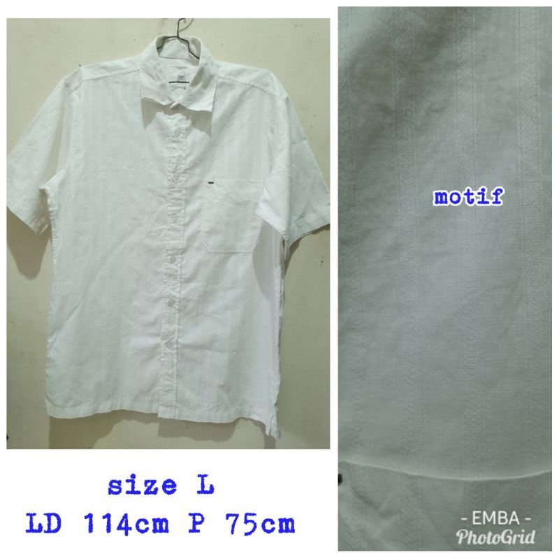 kemeja EMBA ORIGINAL rijekan pabrik putih lengan pendek size besar