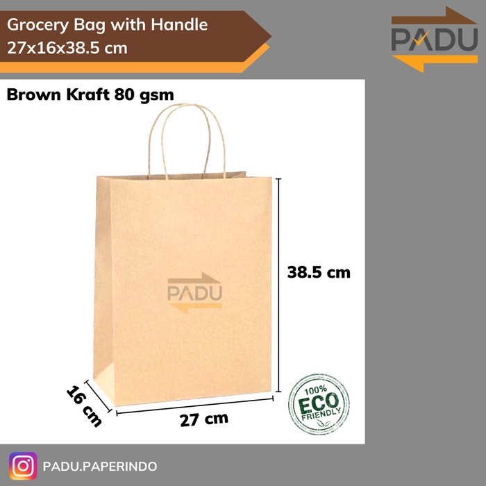 

✨ BISA COD ✨ Grocery Bag + Tali 27x16x38.5 cm - SOS Paper Bag / Kantong Belanja