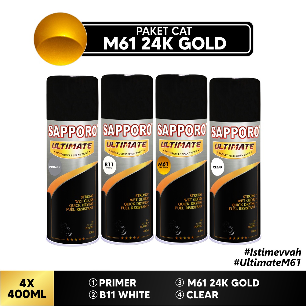 Paket Cat M61 24K Gold / Sapporo Ultimate / Cat Spray Semprot Aerosol Terbaik