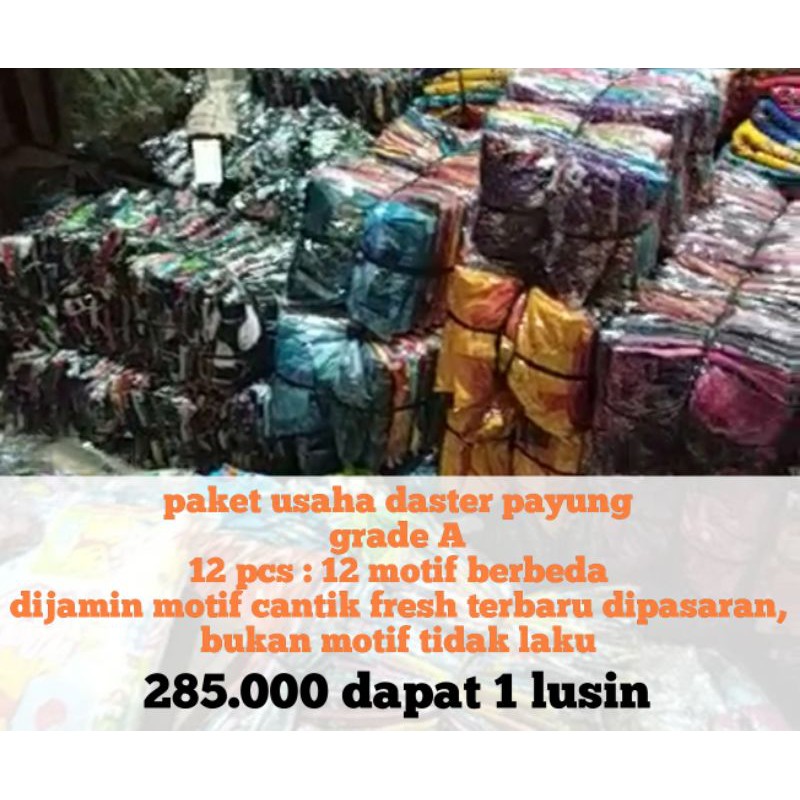 [promo ...  grosir paket usaha 1 lusin ( 12 pcs) grosir daster payung busui rayon santung new pola u