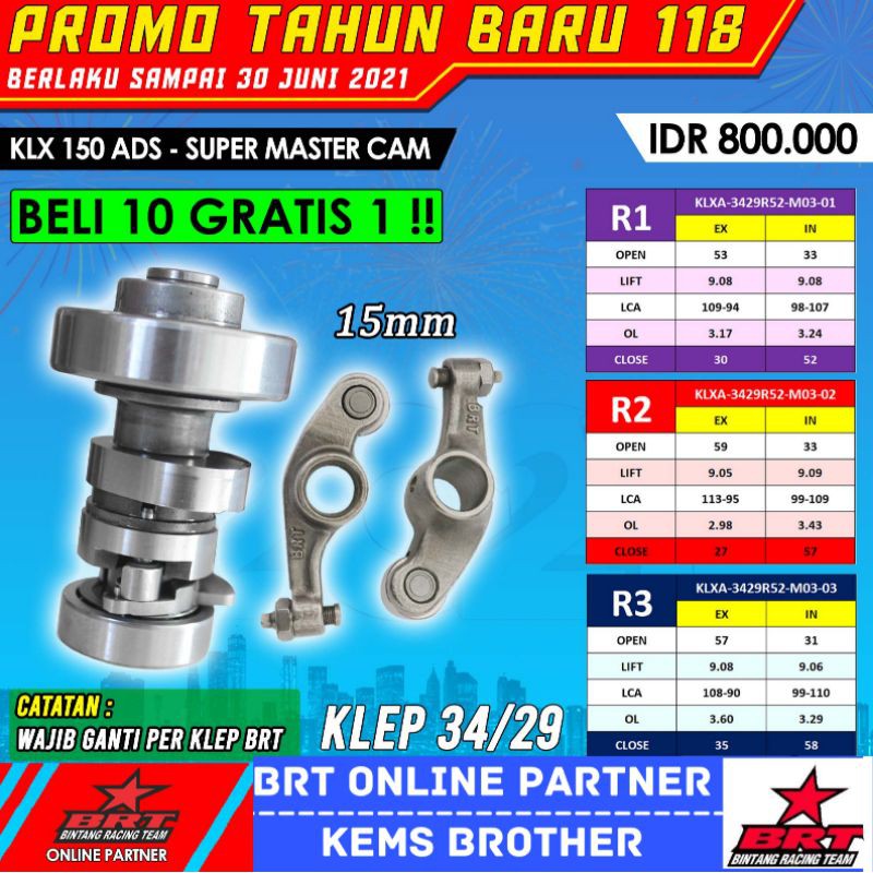 CAM KLX ADS BRT TIPE R UNTUK KLEP 3429