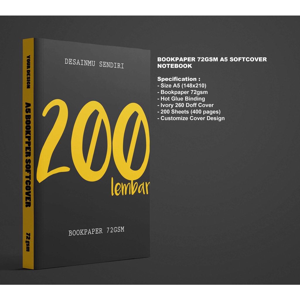 Jual BUKU CATATAN NOTEBOOK SOFTCOVER A5 200 LEMBAR BEBAS CUSTOM DESAIN ...