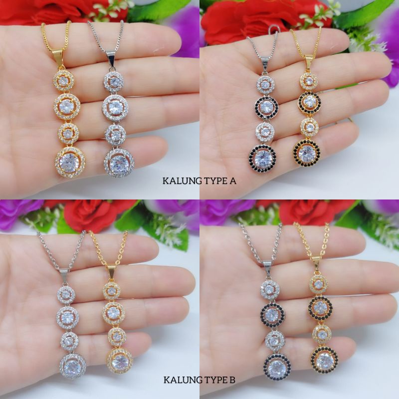 Set Perhiasan Kalung+Liontin Xuping Permata Lapis Emas 18k