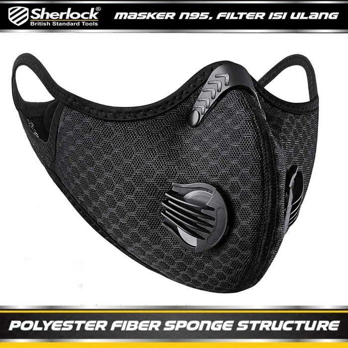 Masker Sport Olahraga Sepeda Dual Valve / Sherlock Filter Carbon N95