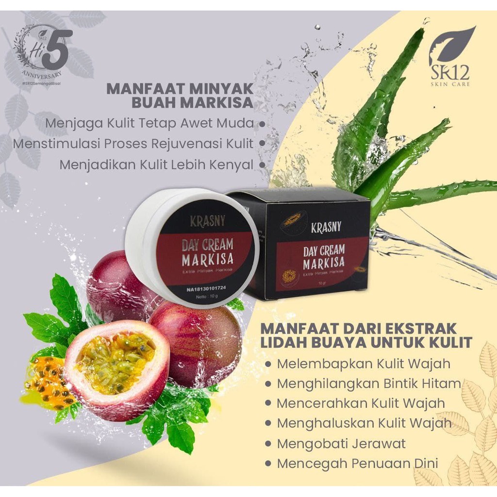 Krasny Day Night Cream SR12 Skincare Bpom Perawatan Kecantikan Wajah Cream Pemutih Wajah