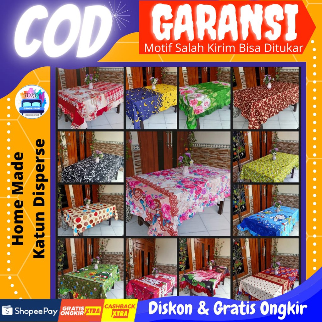Taplak Meja Makan Kain Aneka Motif - Taplak Meja Tamu Minimalis - Taplak Meja Makan Motif Karakter