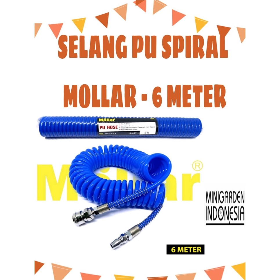 SELANG KOMPRESOR PU SPIRAL 6 METER MOLLAR RECOIL COMPRESSOR HOSE