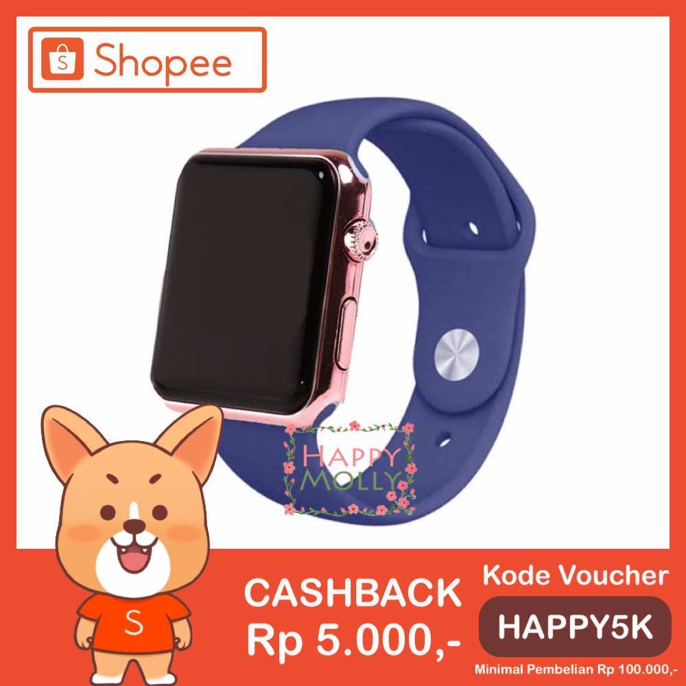 LED Watch [ Navy Rose Gold ] Jam Tangan Digital Pria &amp; Wanita - Strap Rubber