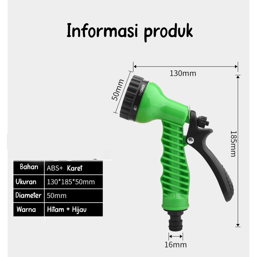 Kepala Semprotan Sprayer Tanaman Hoze Nozzle 7 Posisi Untuk Cuci Motor Mobil Peralatan Berkebun