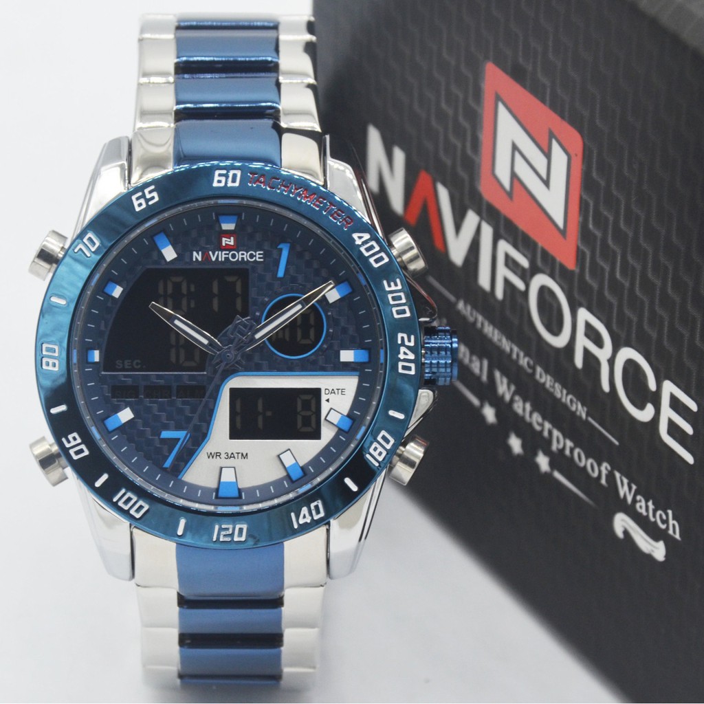 Jam Tangan Naviforce NF9171 Silver Blue Original