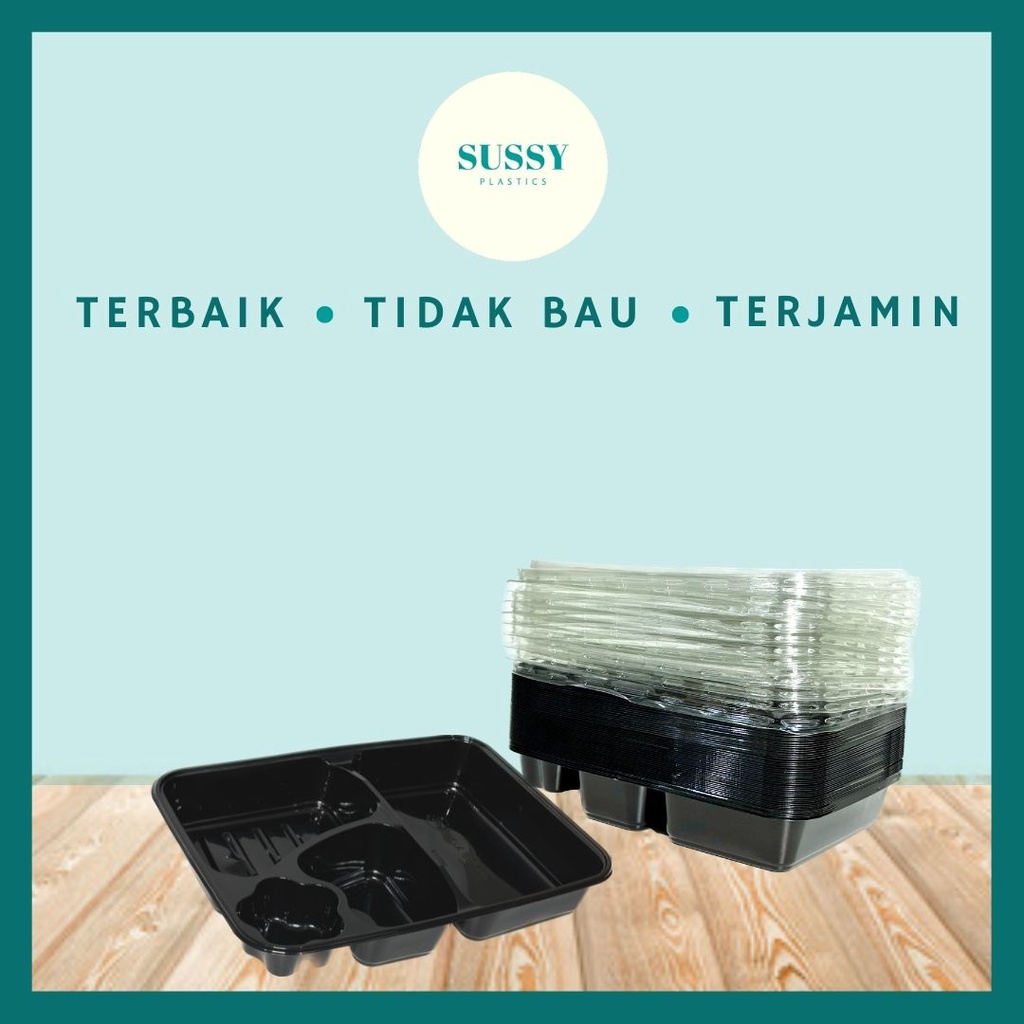 MIKA BENTO SEKAT 4 HITAM / BOX BENTO / TRAY BENTO