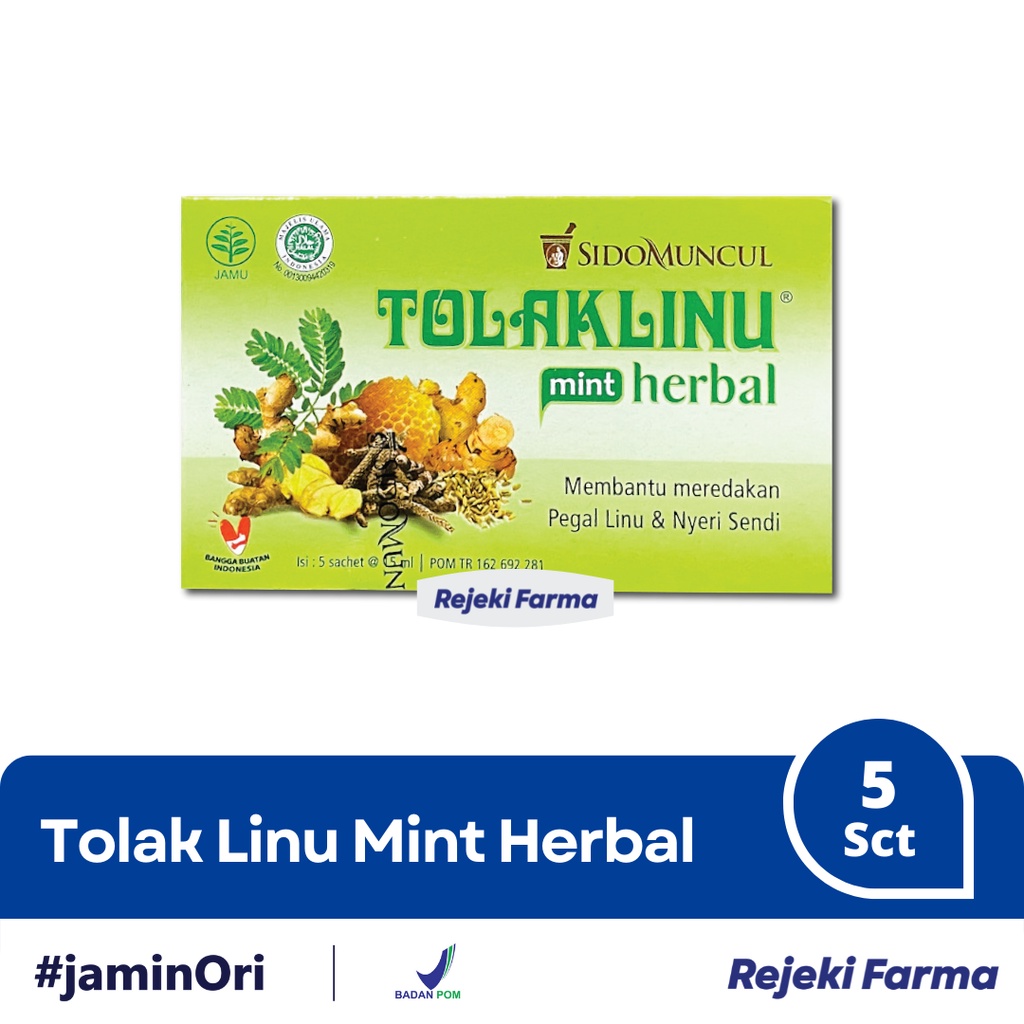 

Tolak Linu Mint Herbal 1 Box isi 5 Sachet - TolakLinu SidoMuncul Hijau