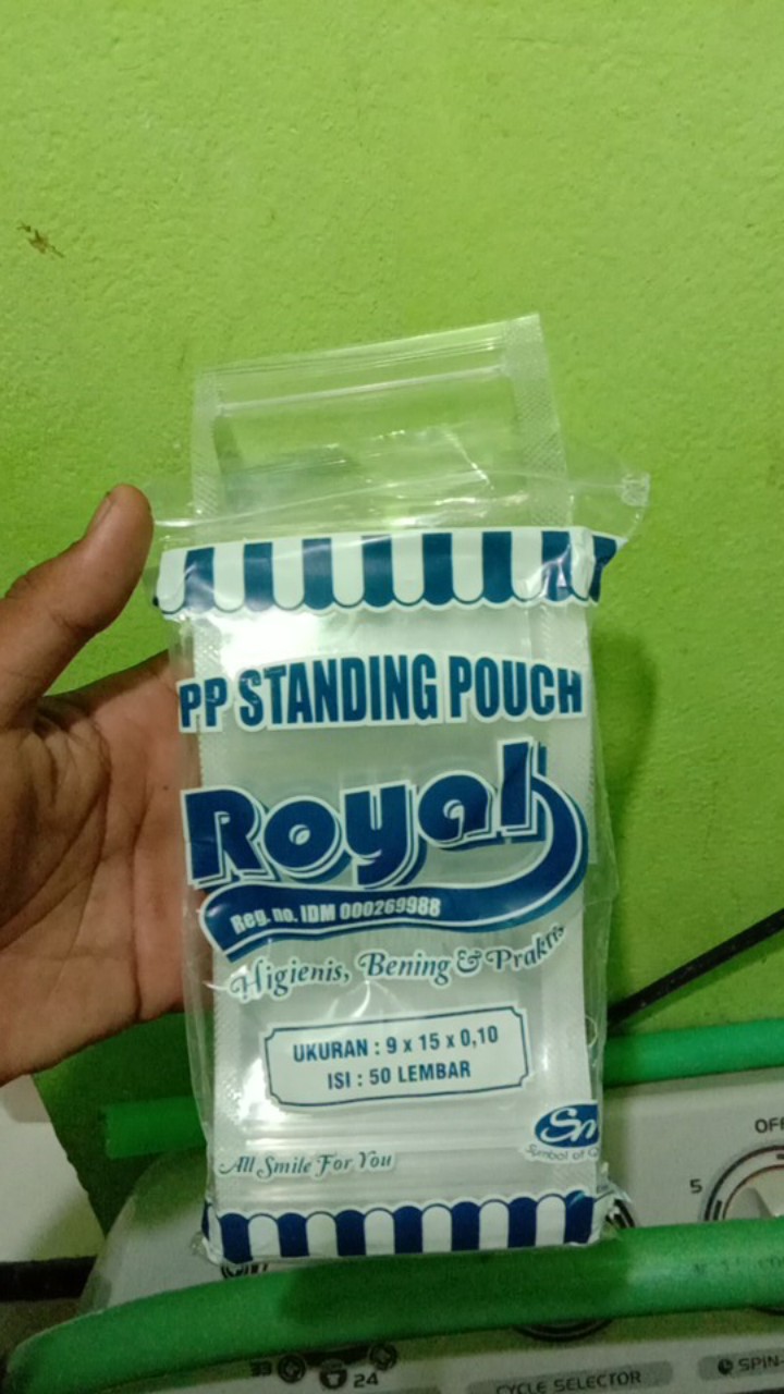 Pp Standing Pouch Royal 9x15 Isi 50 Lbr / Zipper / Plastik Klip Double Seal