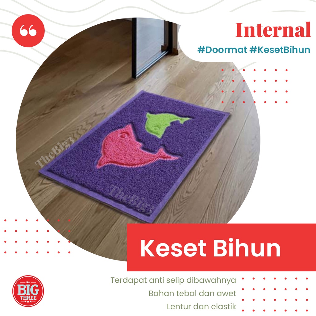 INTERNAL Keset bihun 40 x 60 cm motif Apel Dolphin Ikan Bunga Hati Love Apple banyak warna