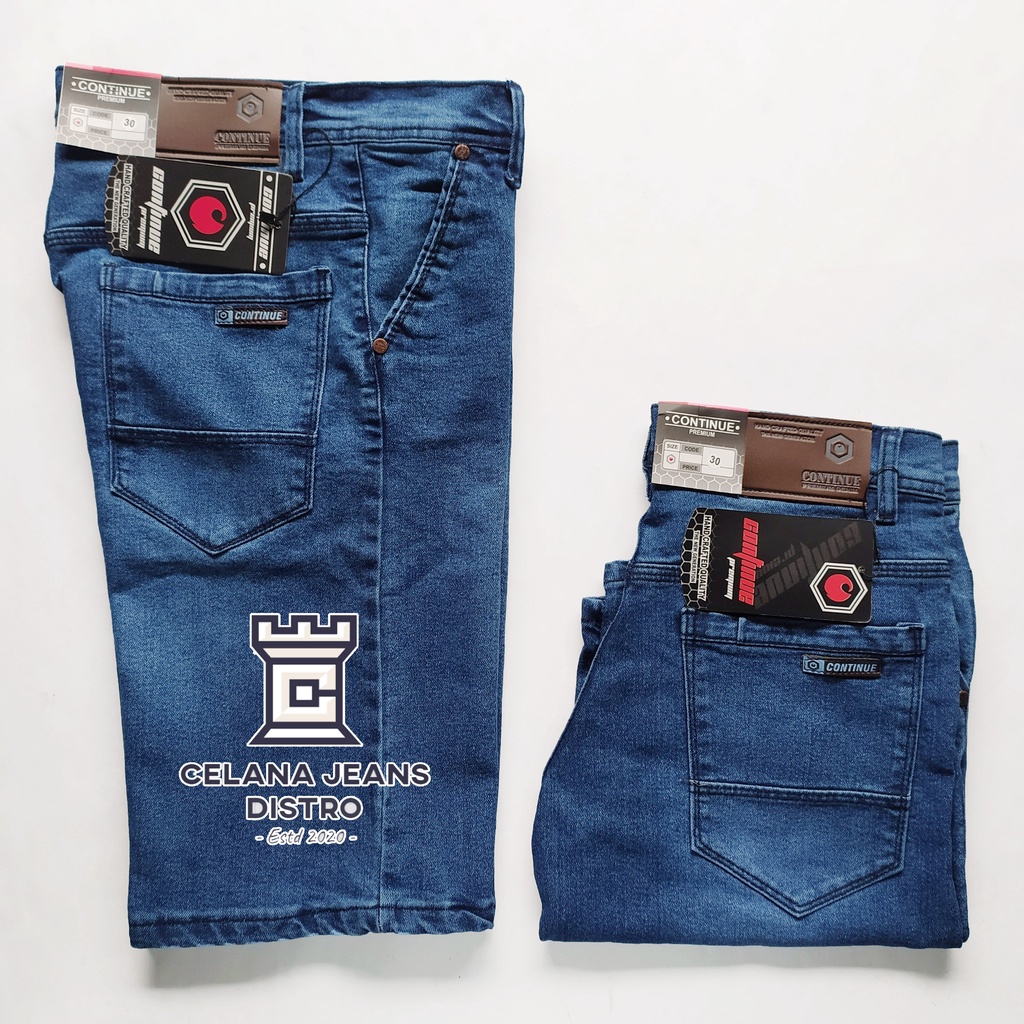 Celana Jeans Pendek Biru Pria Distro Continue