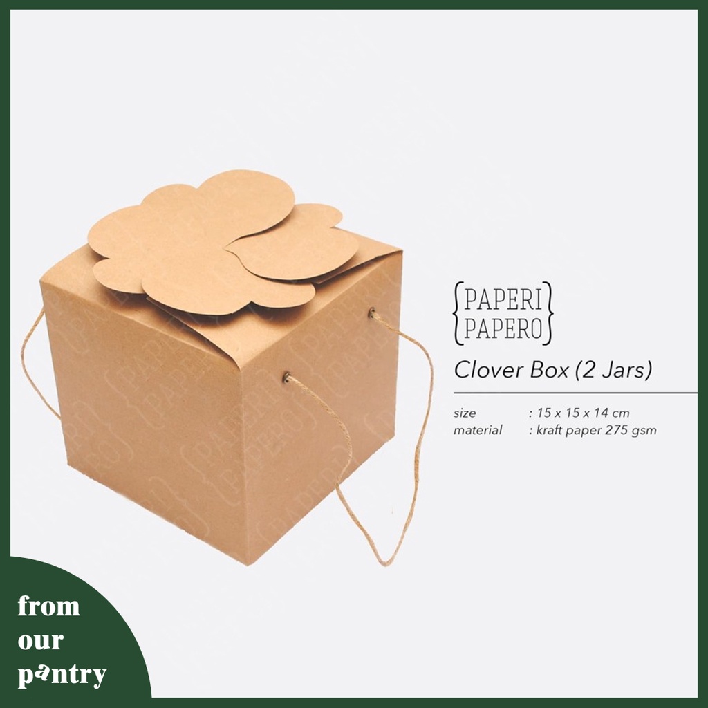 

Paperi Papero - 5pcs Kraft Clover Box isi 2 toples - Kotak Kue Kering