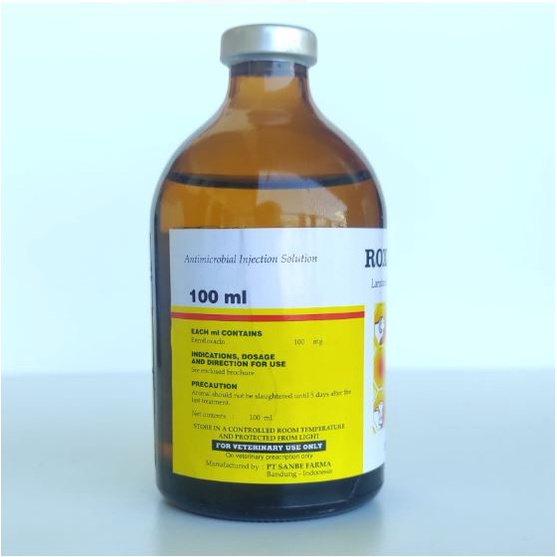 ROXINE 100ML ROXINE 50ML - Antibiotik Sapi kambing - Obat Infeksi Pernafasan CRD Hewan Ngorok Cekres Enrofloxacin