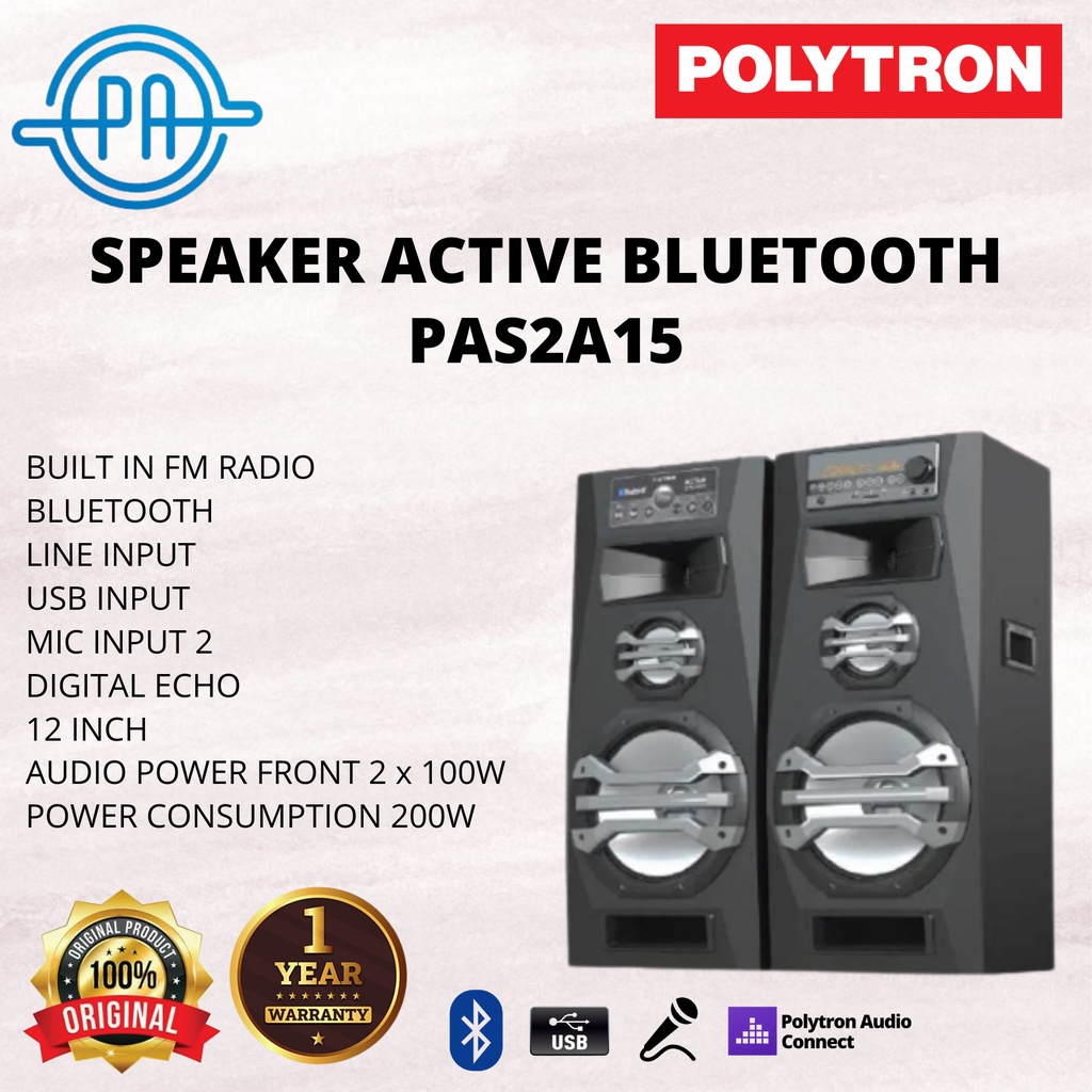 SPEAKER POLYTRON PAS-2A15-BA BLUETOOTH