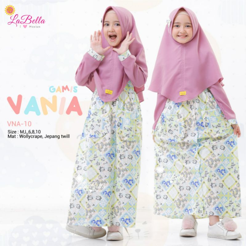 BAJU ANAK PEREMPUAN GAMIS VANIA LABELLA GAMIS ANAK BAHAN KATUN JEPANG. GAMIS CANTIK MOTIF BUNGA