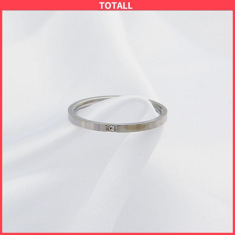 COD Cincin Solitaire Ultra Halus Set Mikro Berlian Cincin Titanium Wanita-Totall