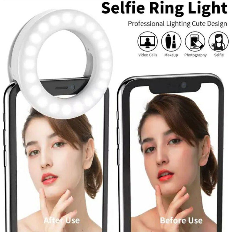 rechargeable 3 mode selfie ring light lampu selfie jepit LED bisa dicas lampu tiktok