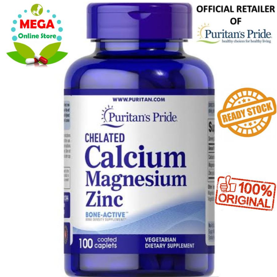 Puritan Pride Chelated Calcium Mag Zinc 100 tabs - Peninggi Badan