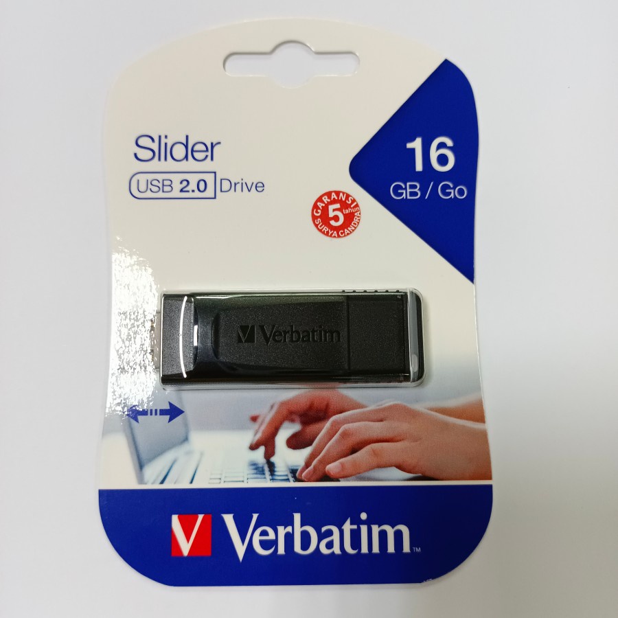 Verbatim Flashdisk 16GB 32GB 64GB USB 2.0 Slider Garansi Resmi