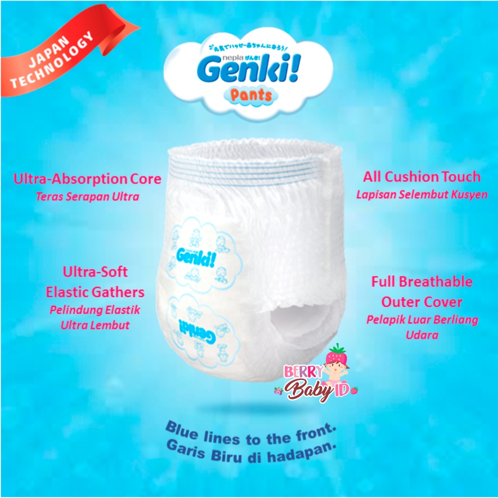 Nepia Genki Premium Diaper Pants Jumbo Popok Celana Bayi Diaper XL38 Berry Mart