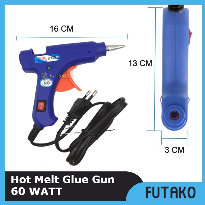 FUTAKO Alat Tembak Lem Glue Gun / Alat Lem Tembak Besar / Alat Lem Bakar / Glue Gun 60 Watt Isi Besar