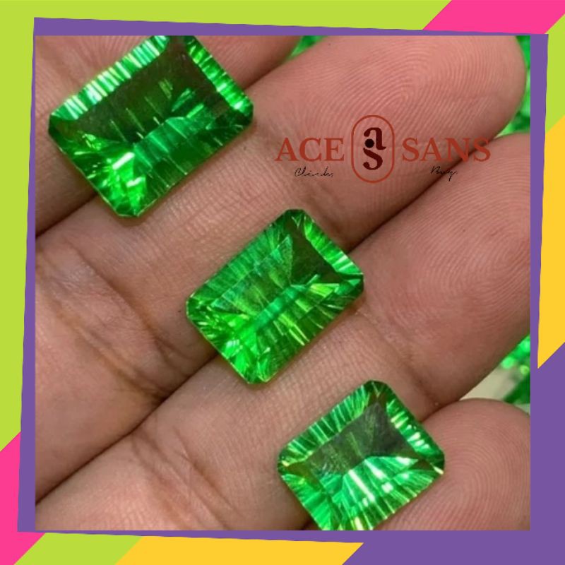 Green Moldavite Kotak 10 x 12 mm Hijau Lose Stone Harga Satuan I Batu Akik I Batu Hias I Batu Alam