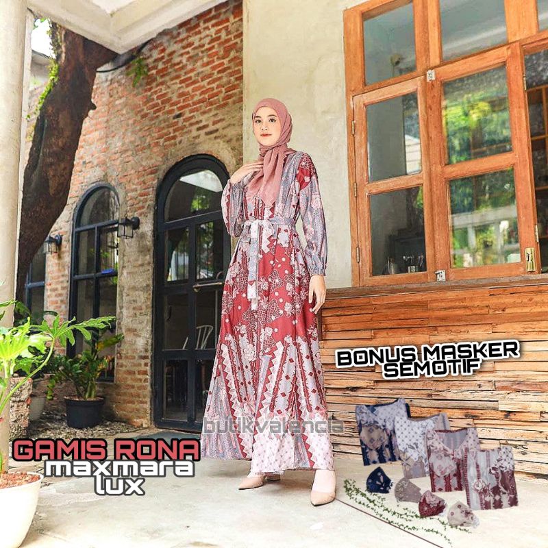 Gamis Rona Maxmara Lux Busui Resleting Depan Fashion Muslim Wanita Dress Gamis Kekinian ( Free Masker Semotif )