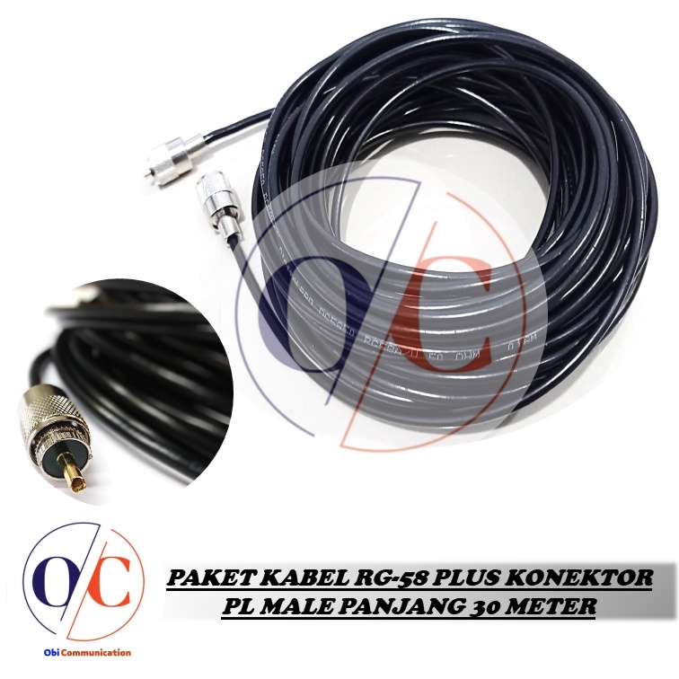 PAKET KABEL RG-58 PLUS KONEKTOR SIAP PAKAI PANJANG 30meter