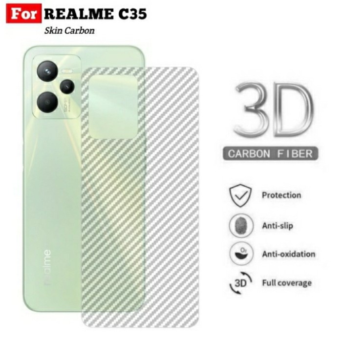 SKIN CARBON REALME C35 - ANTI GORES BELAKANG REALME C35