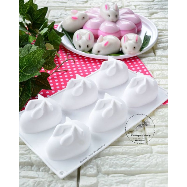 Cetakan Silikon Kelinci isi 6 Silicone Bunny Cetakan Puding Kelinci Cetakan Puding Bunny