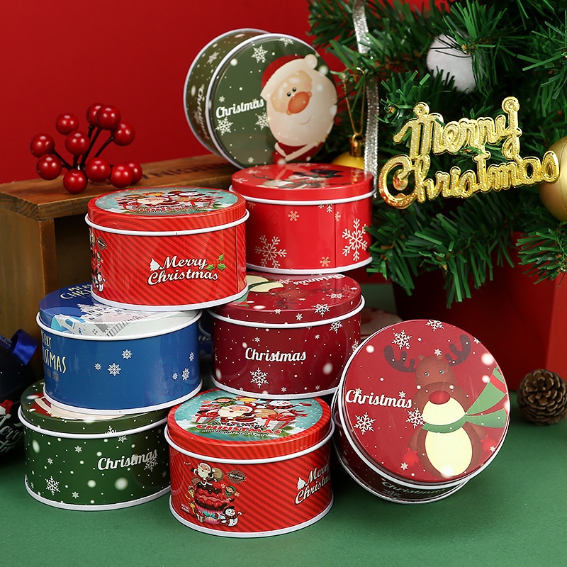 Toples Permen / Kue Kering Kosong Motif Print Santa Claus / Rusa Untuk Hadiah Natal