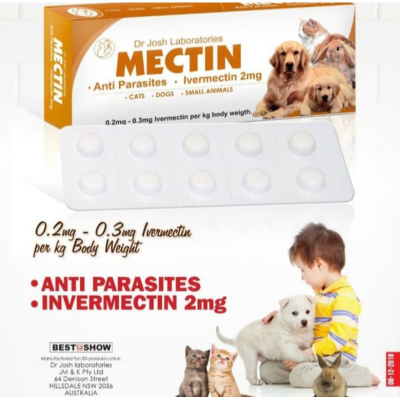 (1 tablet) mectin anti parasit - obat kutu anjing kucing kelinci